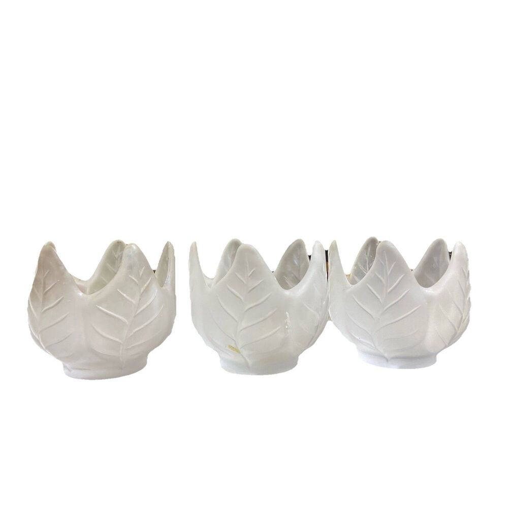 Partylite Retired Frosted Tulip Votive Candleholders Tea Light Set Of 3